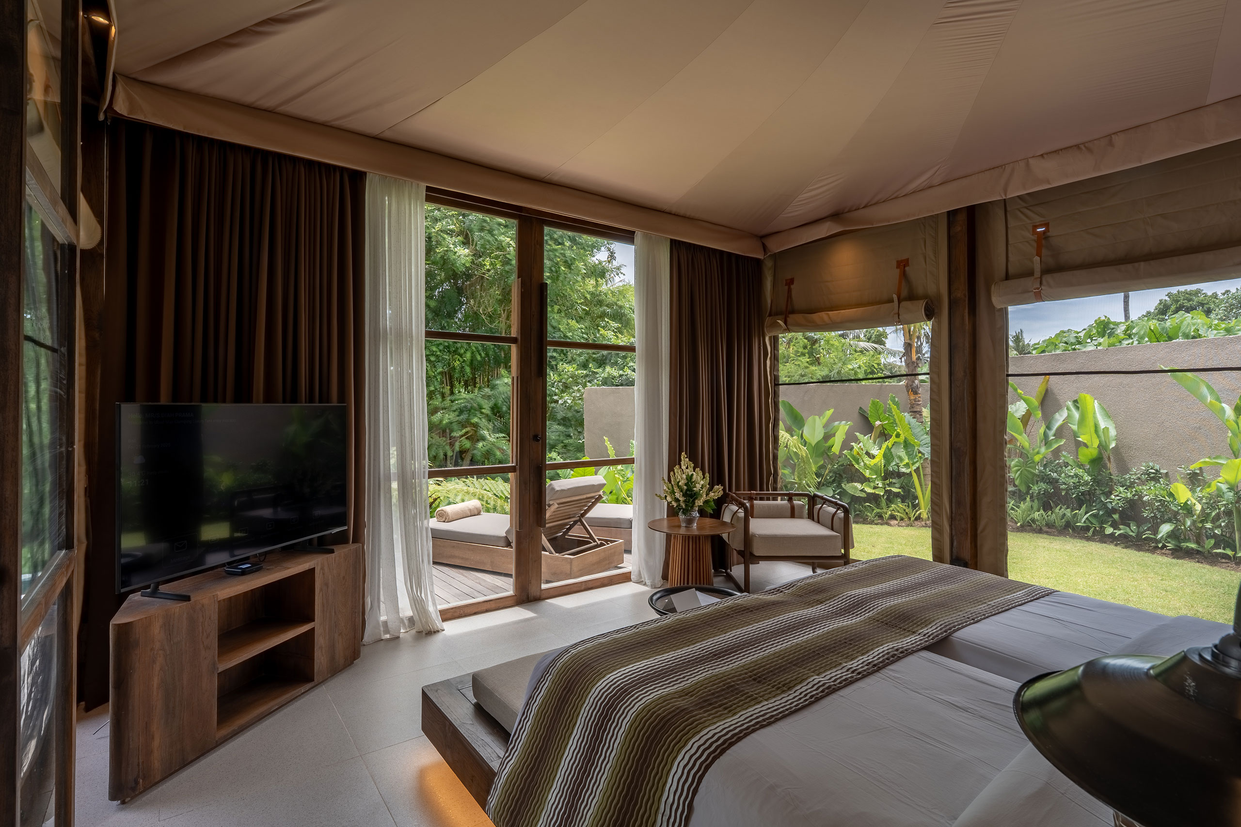 Interior of Two Bedroom Riverfront Pool Tent