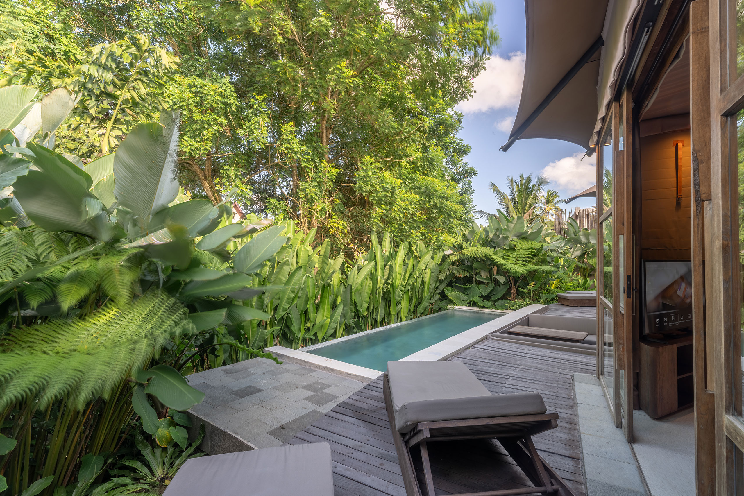 Exterior of Two Bedroom Riverfront Pool Tent